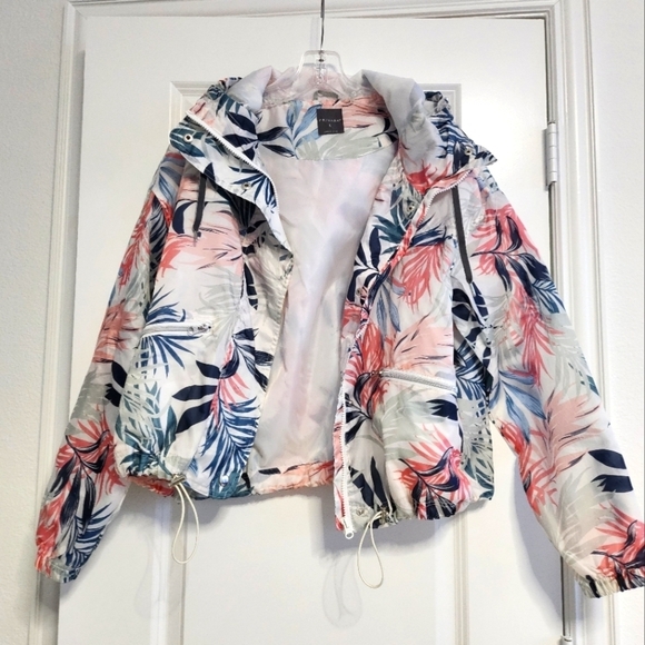 Primark Floral Windbreaker with Hood size Large - Picture 1 of 4